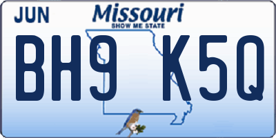MO license plate BH9K5Q