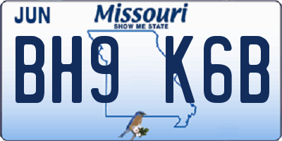 MO license plate BH9K6B