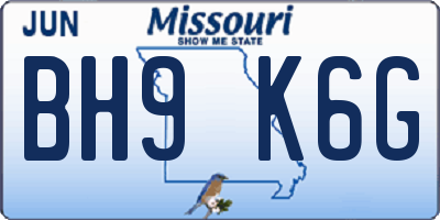 MO license plate BH9K6G