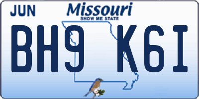 MO license plate BH9K6I