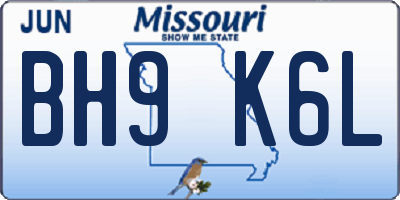 MO license plate BH9K6L