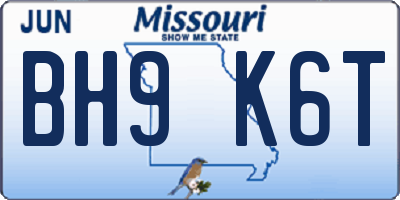 MO license plate BH9K6T