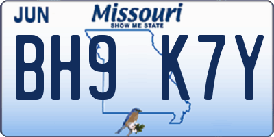MO license plate BH9K7Y