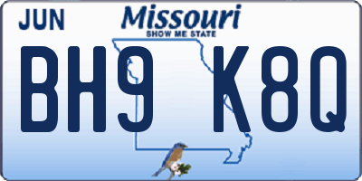 MO license plate BH9K8Q