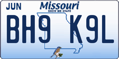 MO license plate BH9K9L