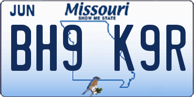 MO license plate BH9K9R