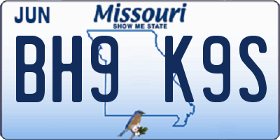 MO license plate BH9K9S