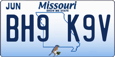 MO license plate BH9K9V