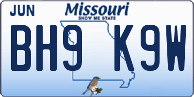 MO license plate BH9K9W