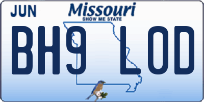 MO license plate BH9L0D