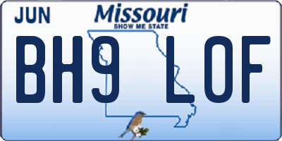 MO license plate BH9L0F