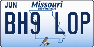 MO license plate BH9L0P