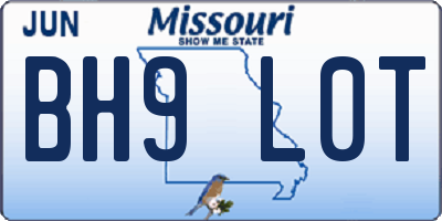 MO license plate BH9L0T
