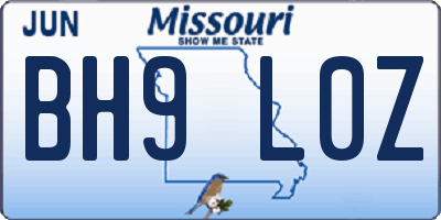 MO license plate BH9L0Z