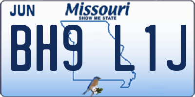 MO license plate BH9L1J