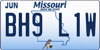 MO license plate BH9L1W