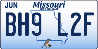 MO license plate BH9L2F