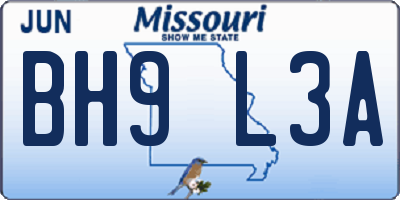 MO license plate BH9L3A