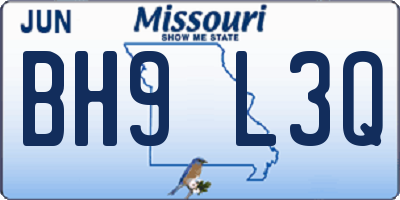 MO license plate BH9L3Q