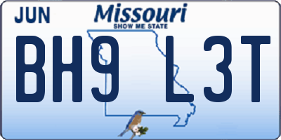 MO license plate BH9L3T