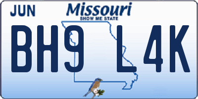 MO license plate BH9L4K