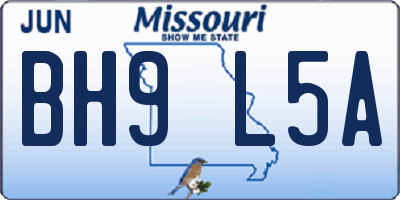 MO license plate BH9L5A