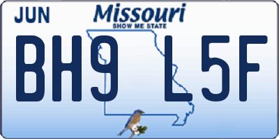 MO license plate BH9L5F
