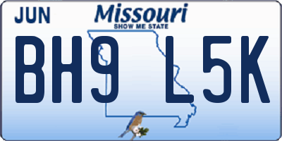 MO license plate BH9L5K