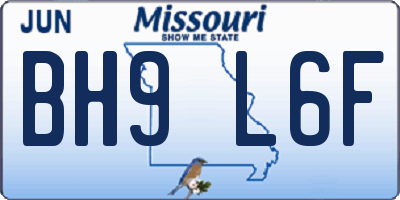 MO license plate BH9L6F