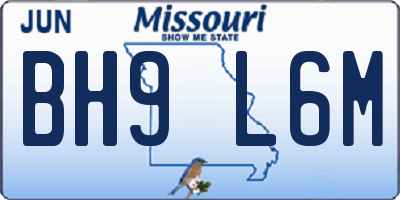 MO license plate BH9L6M