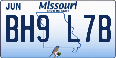 MO license plate BH9L7B