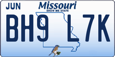 MO license plate BH9L7K