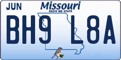 MO license plate BH9L8A
