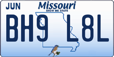 MO license plate BH9L8L