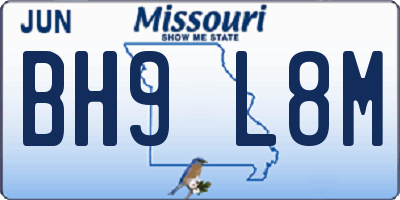 MO license plate BH9L8M