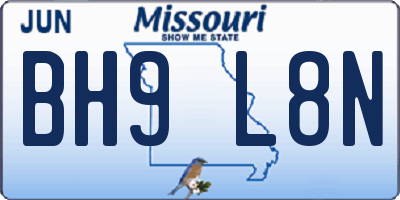 MO license plate BH9L8N