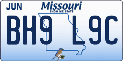 MO license plate BH9L9C