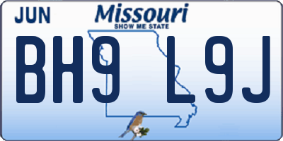 MO license plate BH9L9J