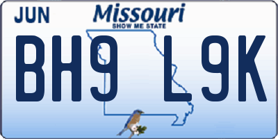 MO license plate BH9L9K