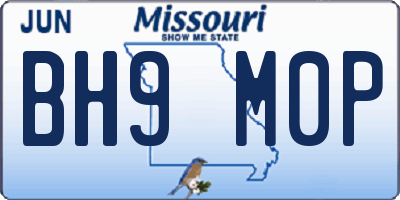 MO license plate BH9M0P