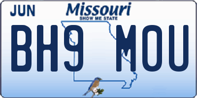MO license plate BH9M0U