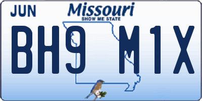 MO license plate BH9M1X