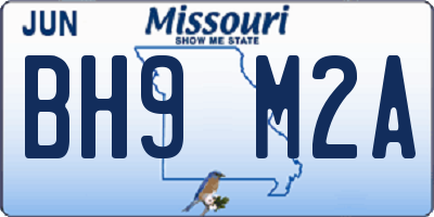 MO license plate BH9M2A
