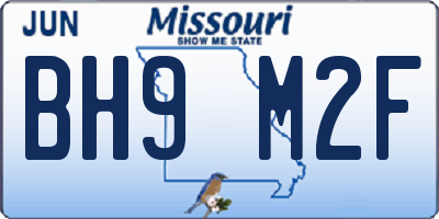 MO license plate BH9M2F