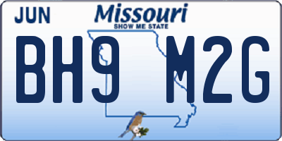 MO license plate BH9M2G