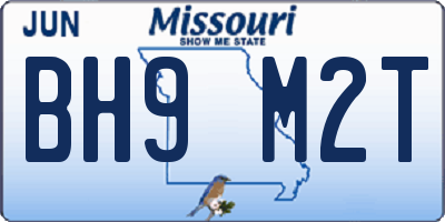 MO license plate BH9M2T