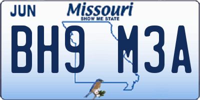 MO license plate BH9M3A