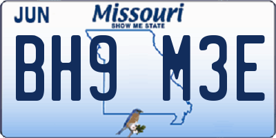 MO license plate BH9M3E
