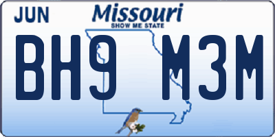 MO license plate BH9M3M