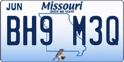 MO license plate BH9M3Q